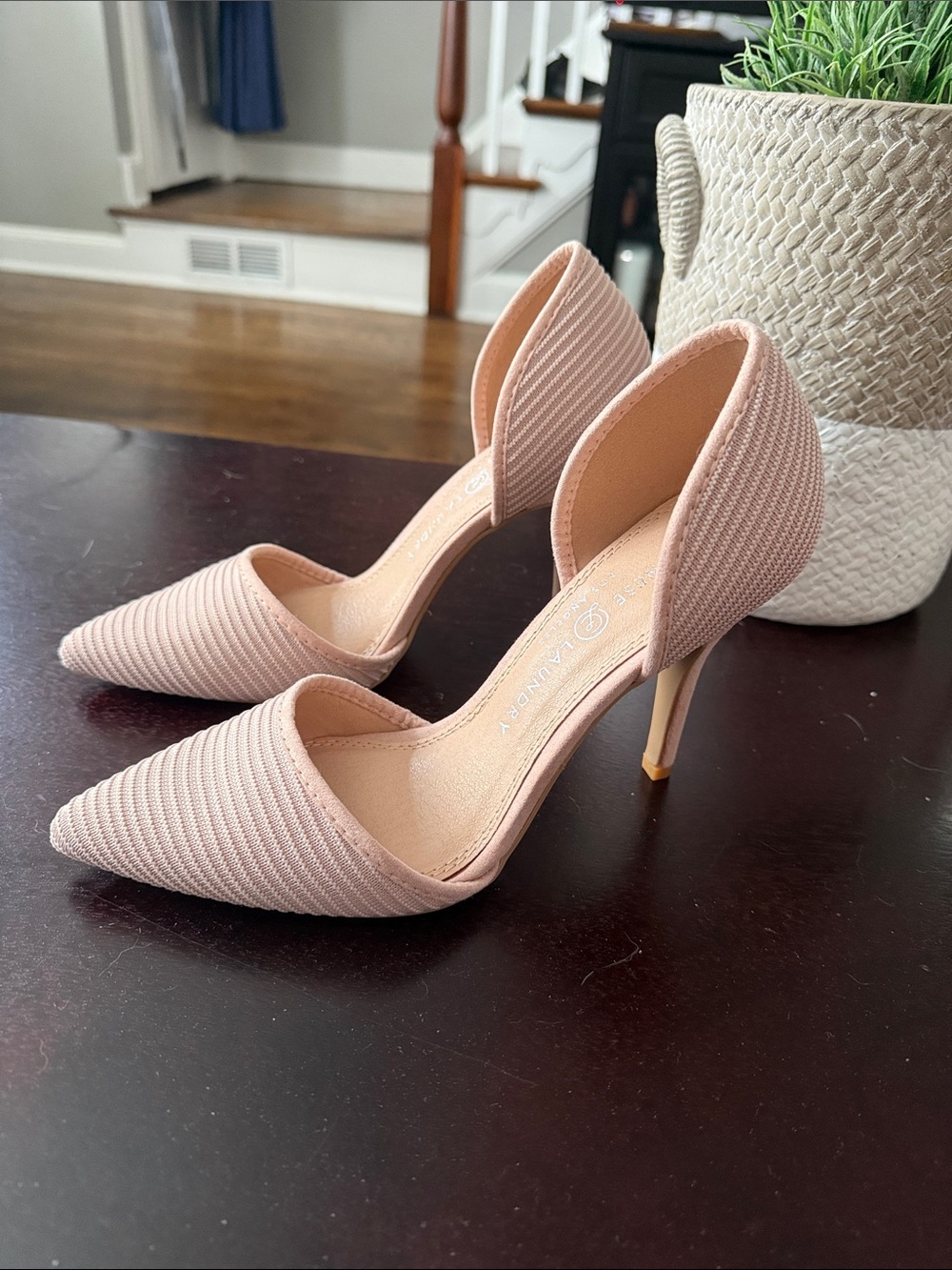 Chinese Laundry Ribbed Pointed D'Orsay Heels in Blush